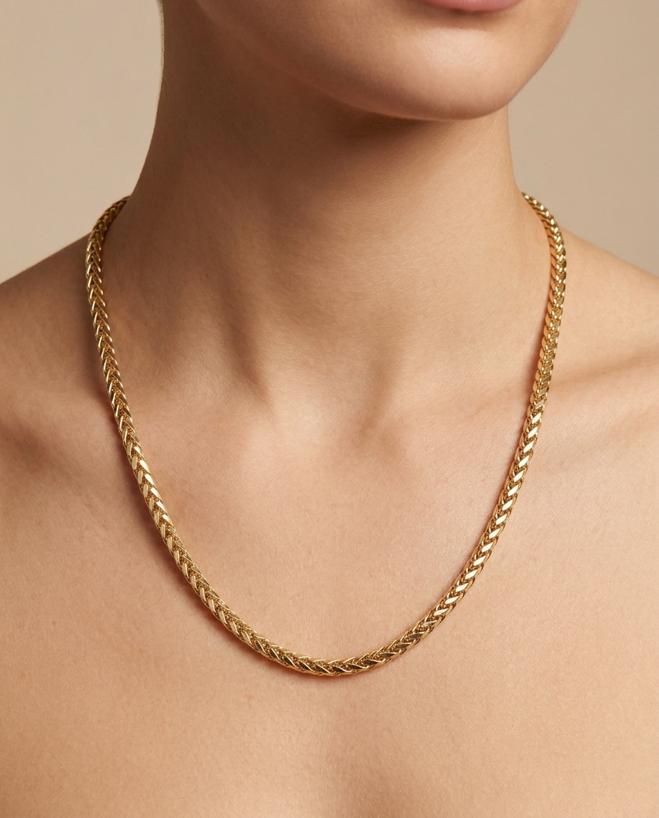 14KT Yellow Gold Necklace on model