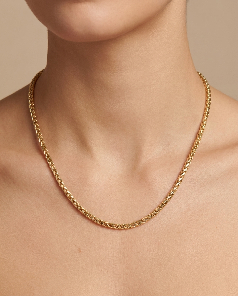14KT Yellow Gold Necklace on model