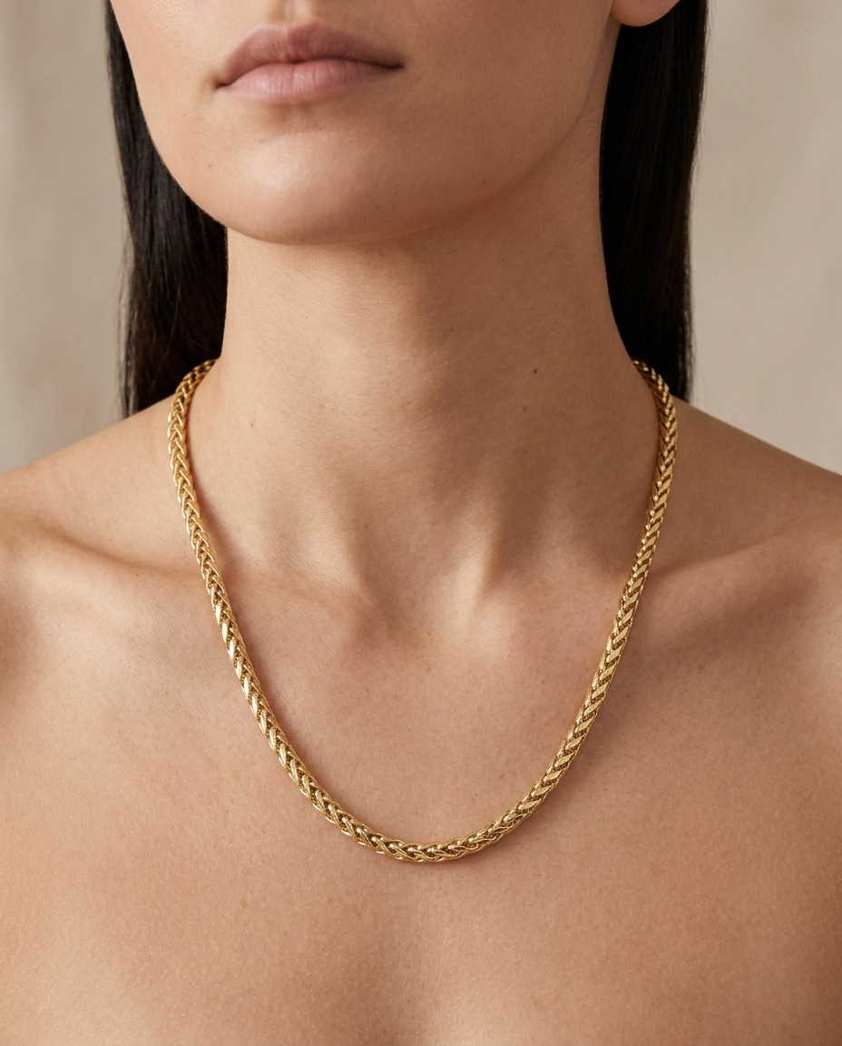 14KT Yellow Gold Necklace on model