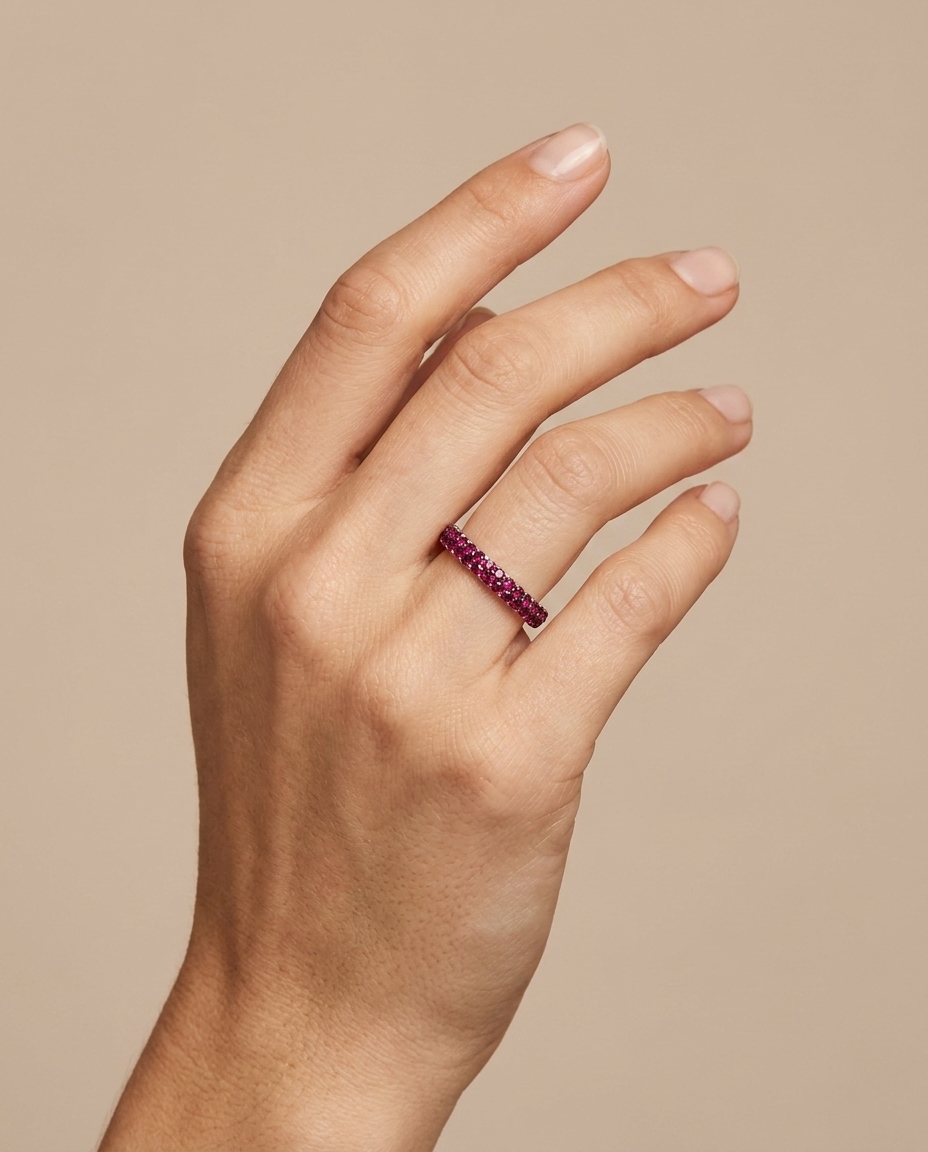 18KT Gold Ruby Ring on model