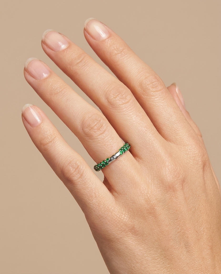 18KT Gold Tsavorite Ring on model