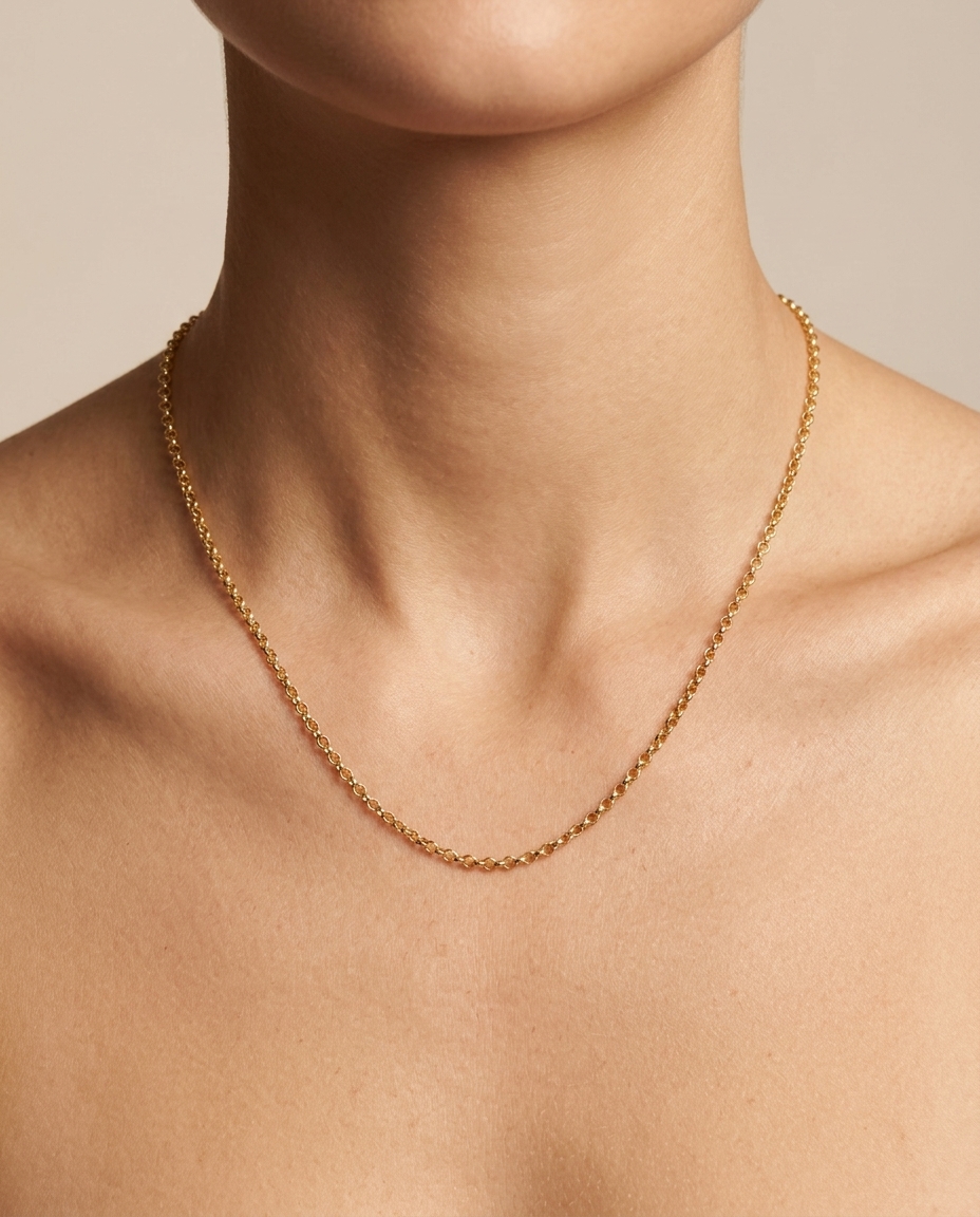 14KT Gold Chain Necklace on model