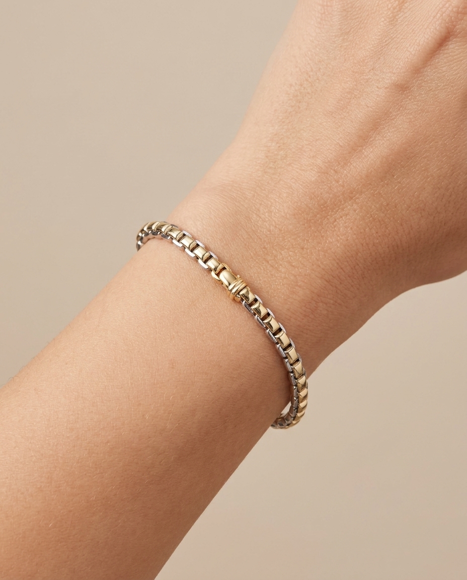 14KT Two-Tone Gold Bracelet on model