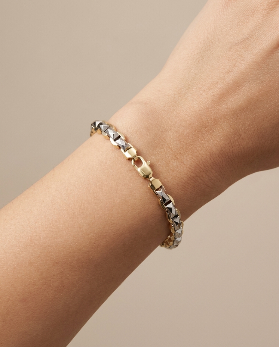 14KT Two-Tone Gold Bracelet on model