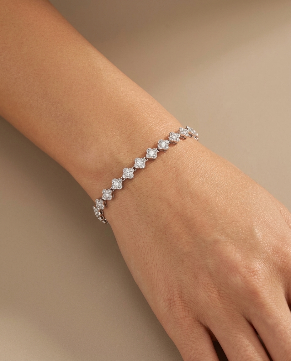 14KT Yellow Gold Diamond Bracelet on model