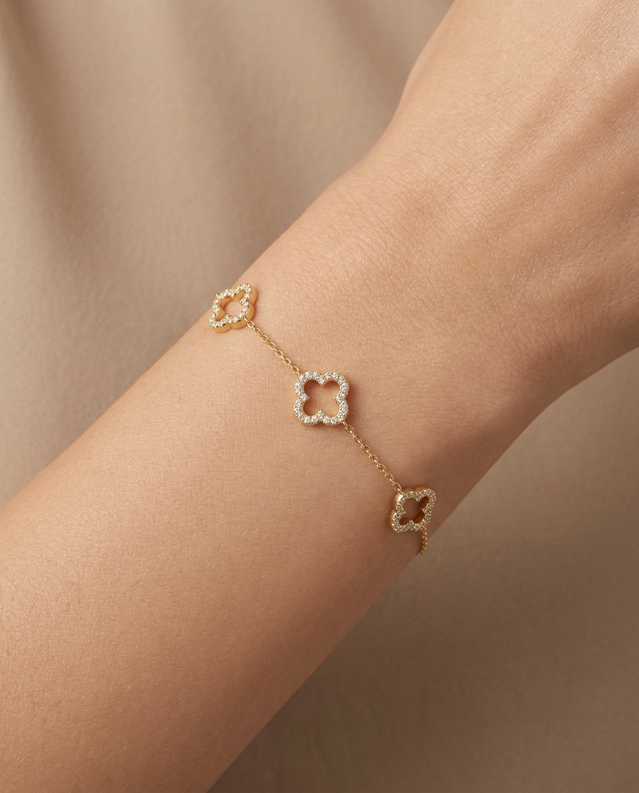 14KT Yellow Gold Diamond Bracelet on model