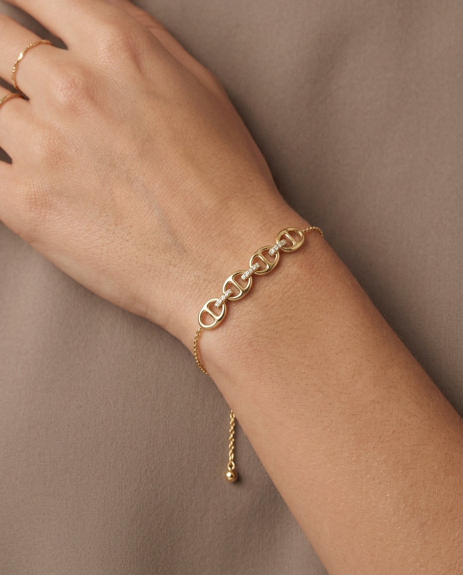 14KT Yellow Gold Diamond Bracelet on model