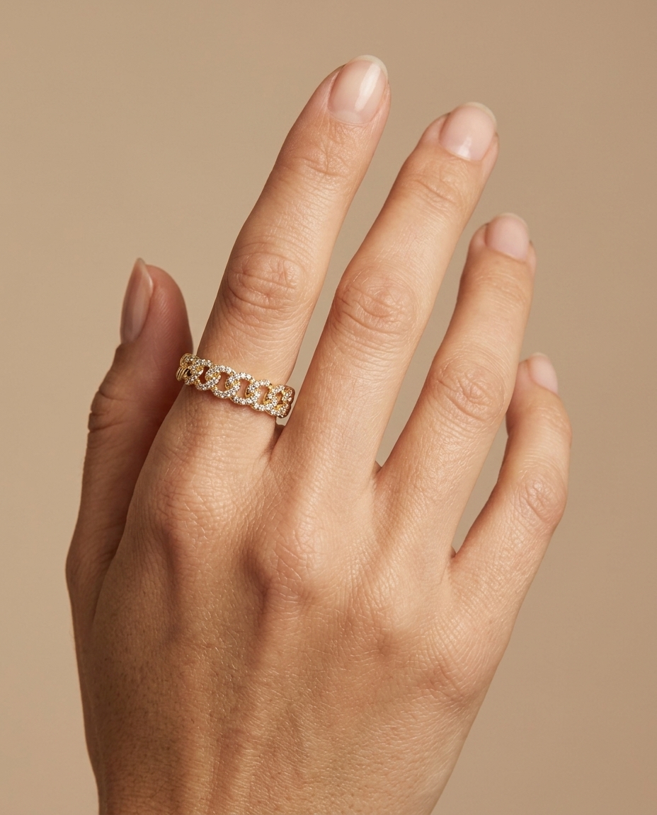 14KT Yellow Gold Diamond Ring on model