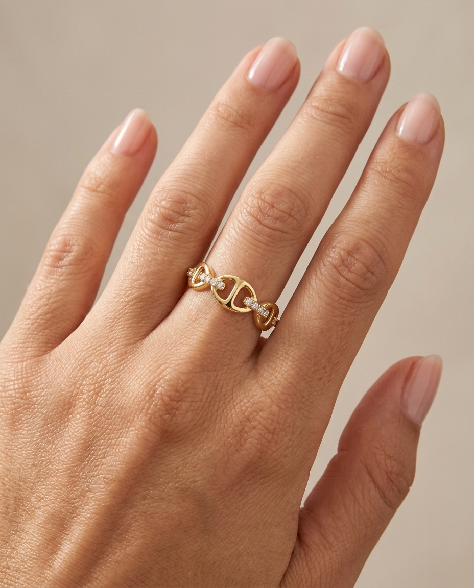 14KT Yellow Gold Diamond Ring on model