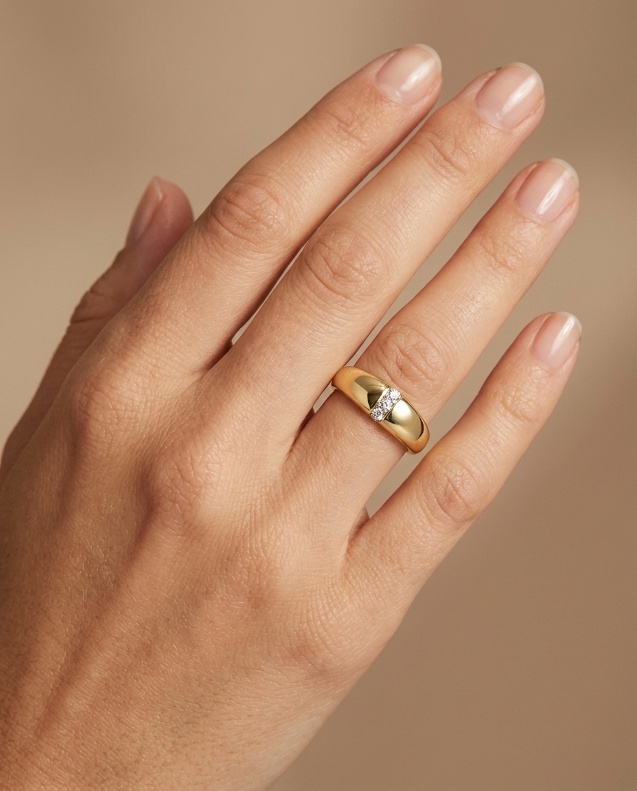 14KT Yellow Gold Diamond Ring on model