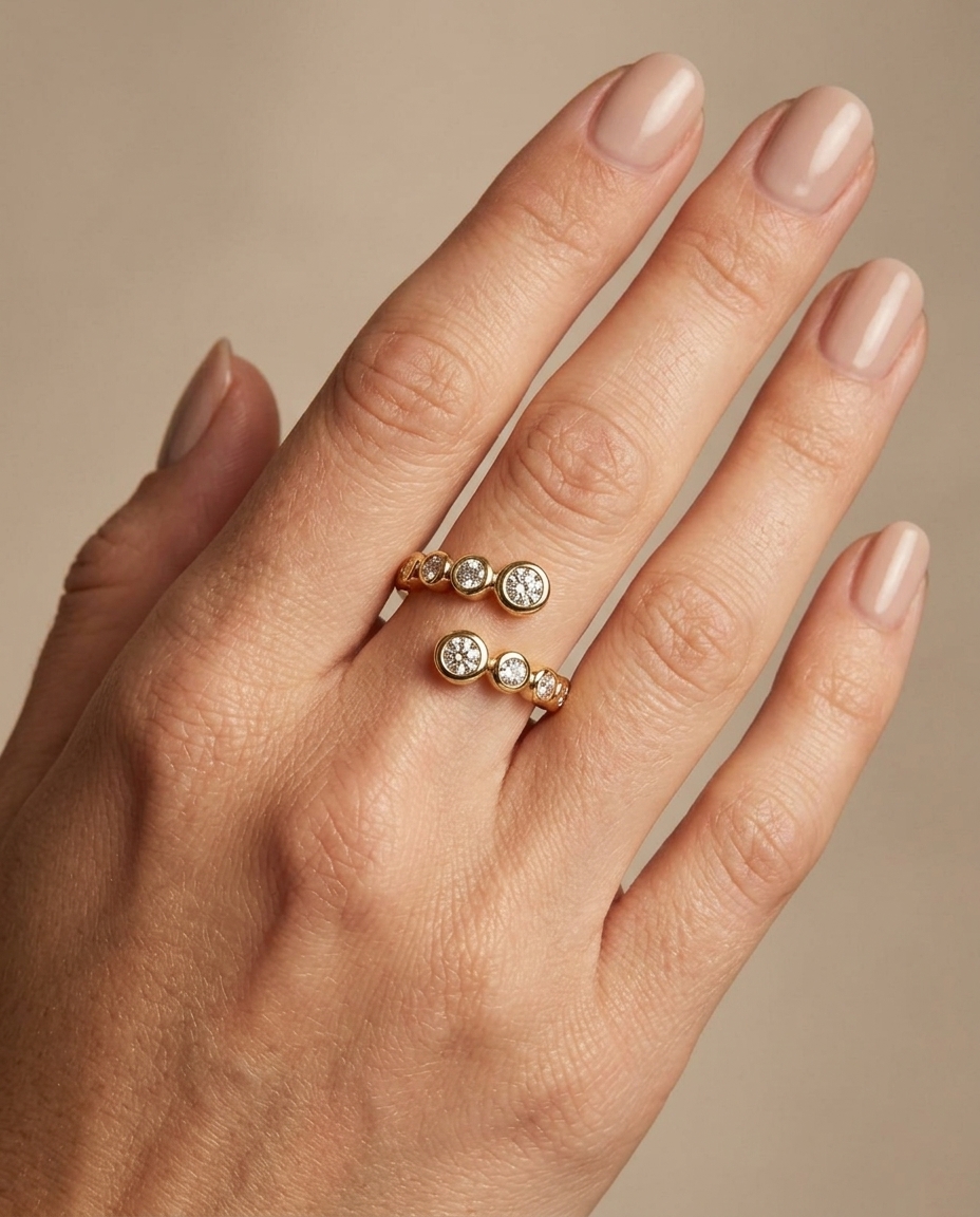14KT Yellow Gold Diamond Ring on model