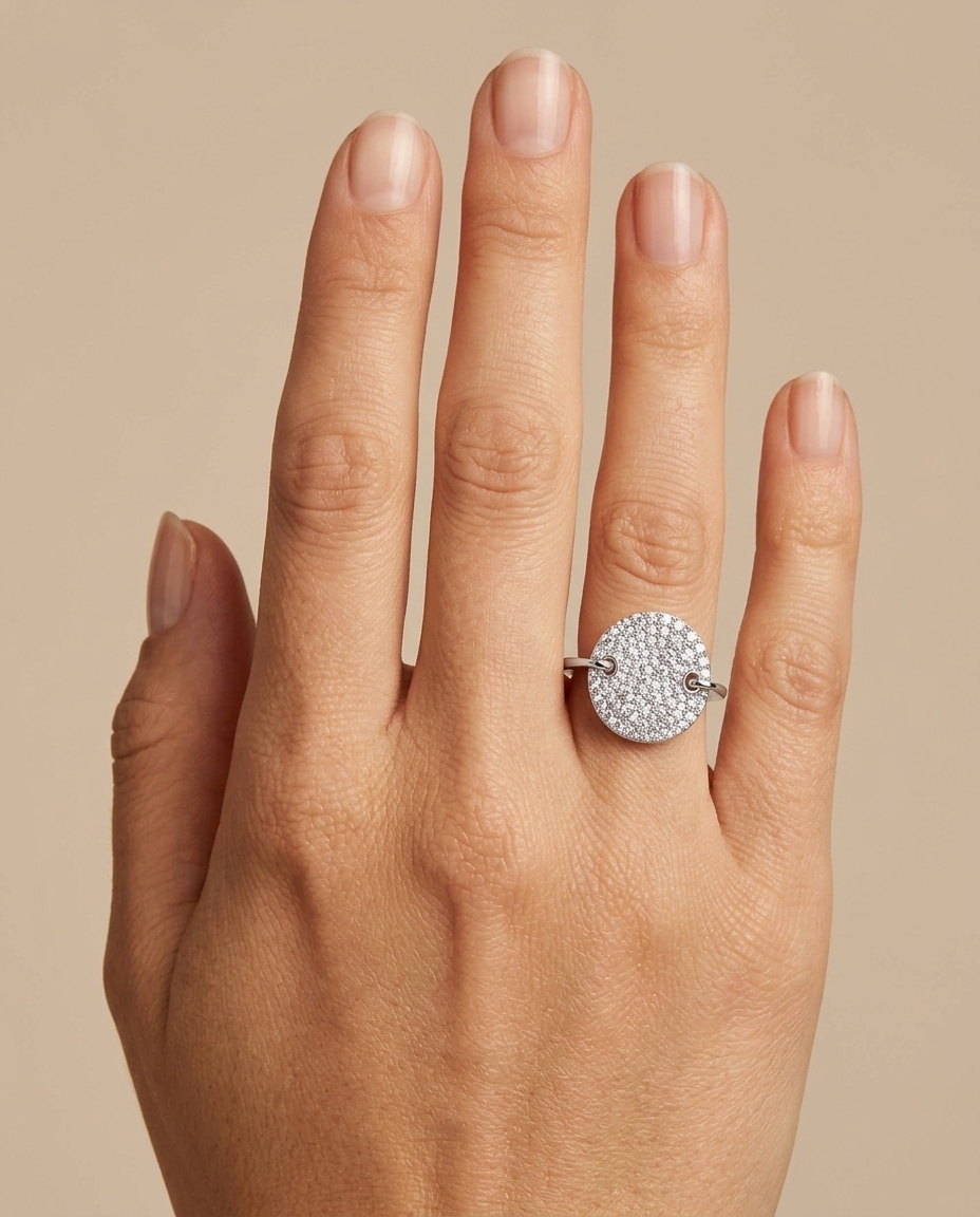 14KT White Gold Diamond Ring on model