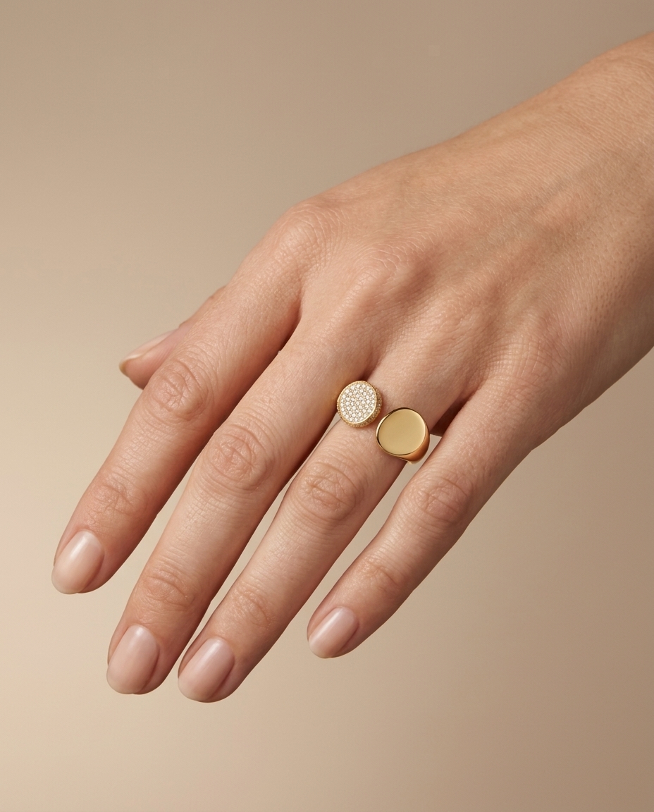 14KT Yellow Gold Diamond Ring on model