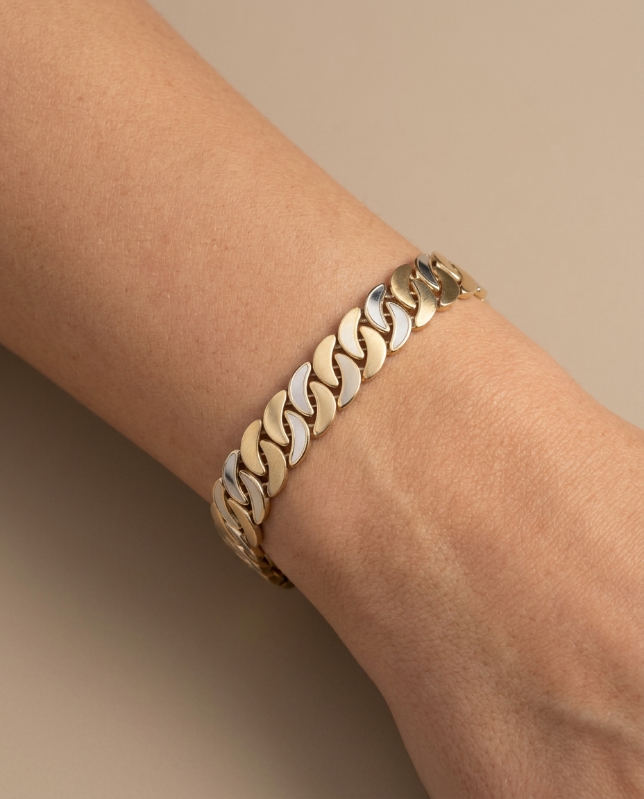 14KT Gold Mother of Pearl Bracelet on model