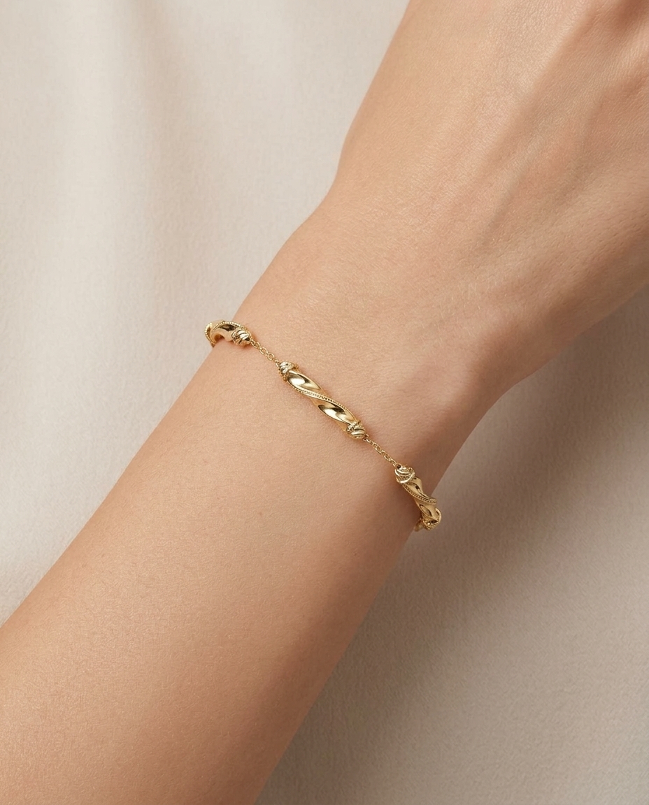 14KT Yellow Gold Enamel Bracelet on model