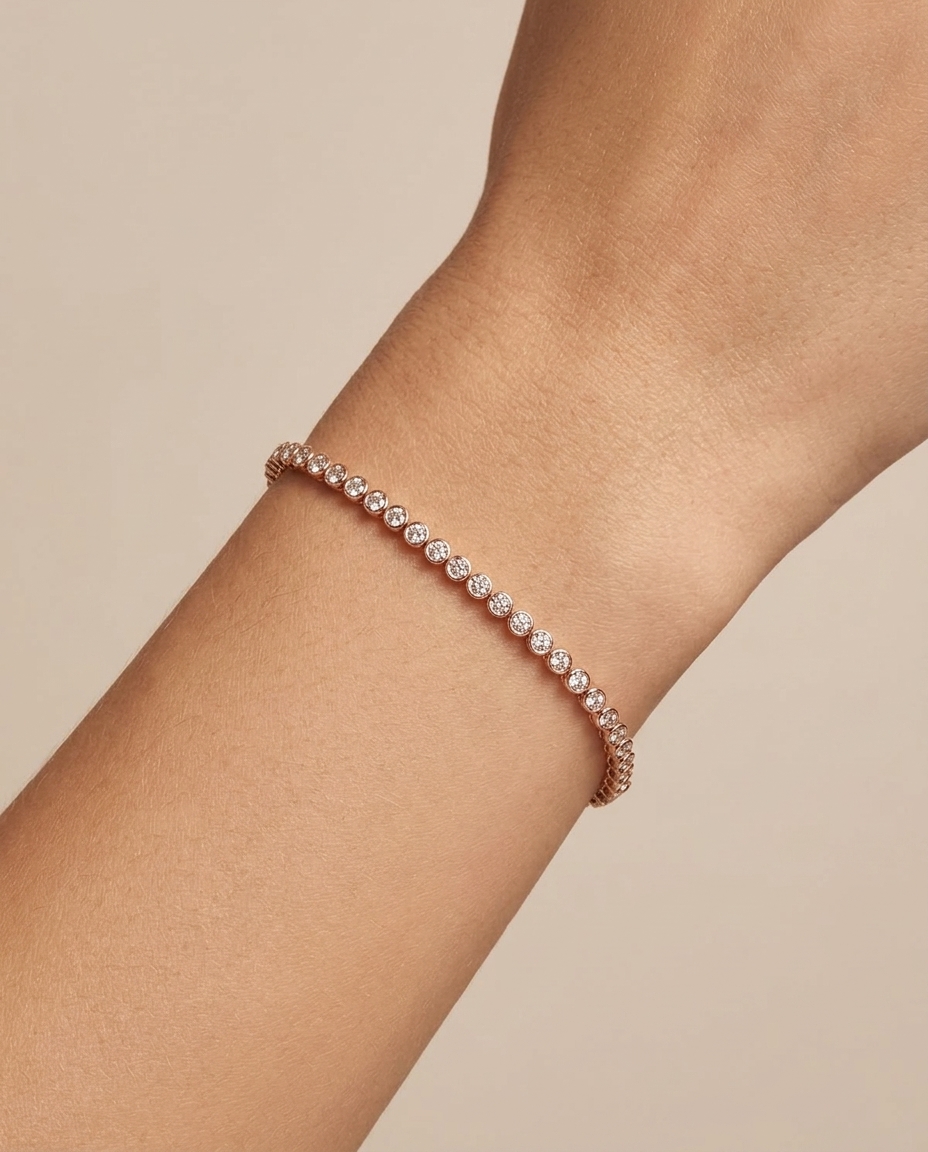 14KT Yellow Gold Diamond Braclets on model