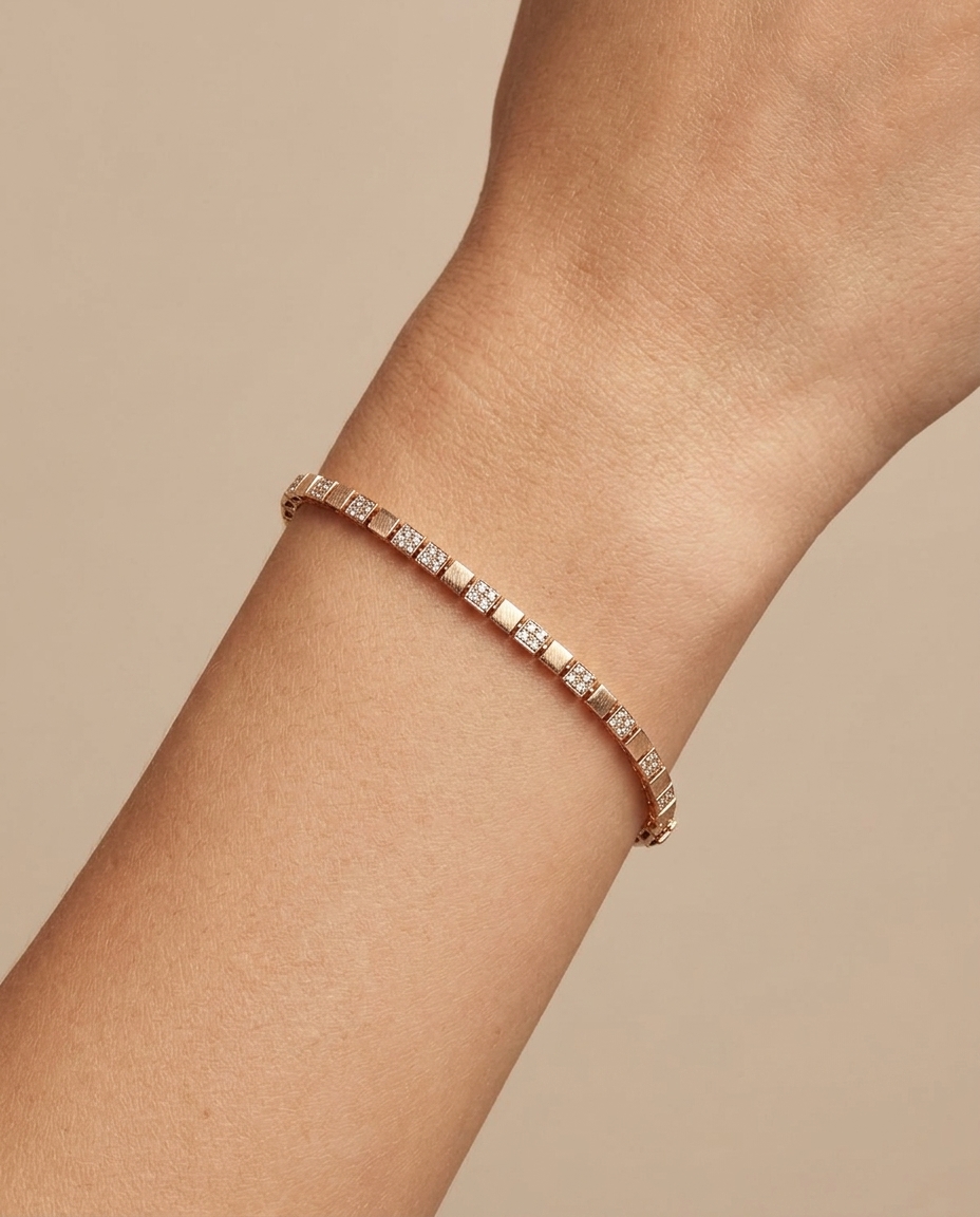 14KT Gold Diamond Braclet on model
