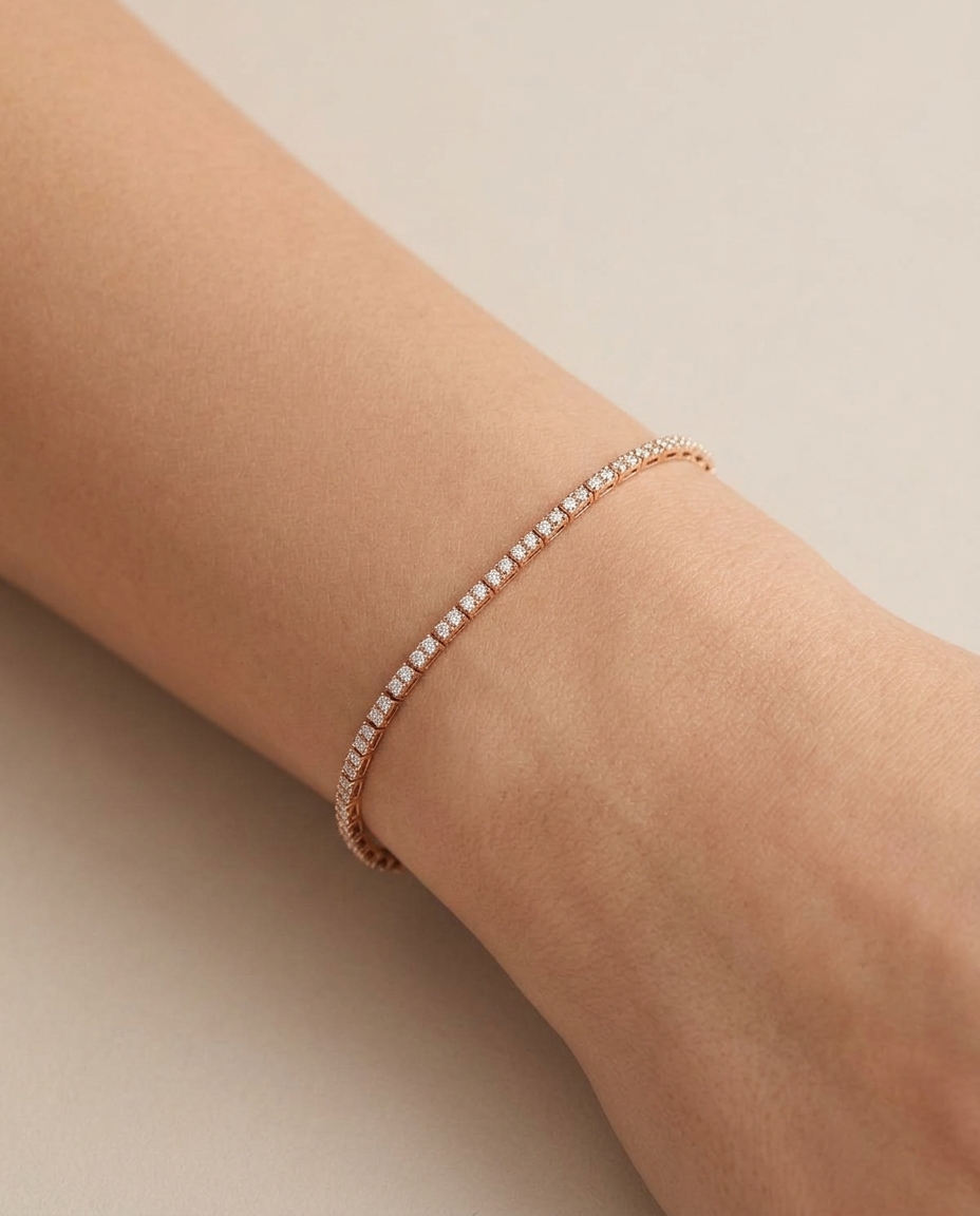 14KT Gold Diamond Braclet on model