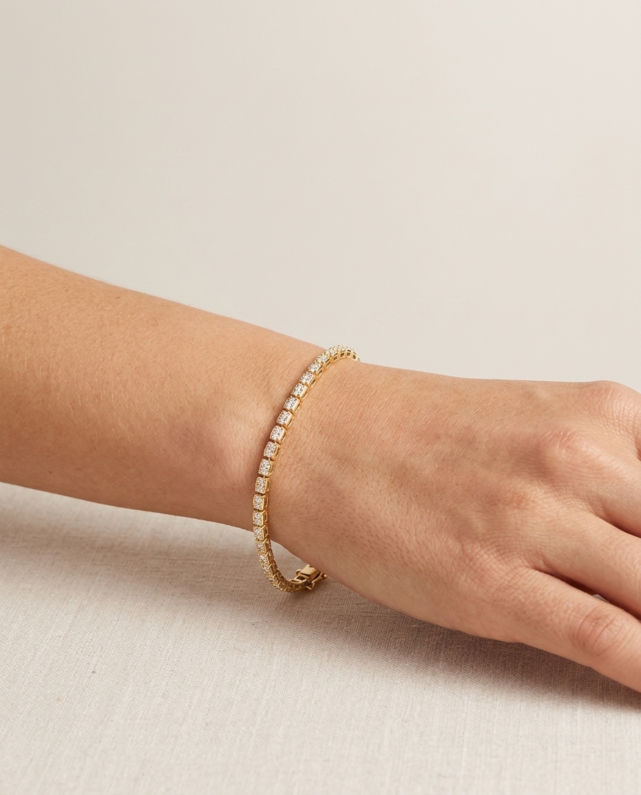 14KT Yellow Gold Bracelet with Diamonds on model