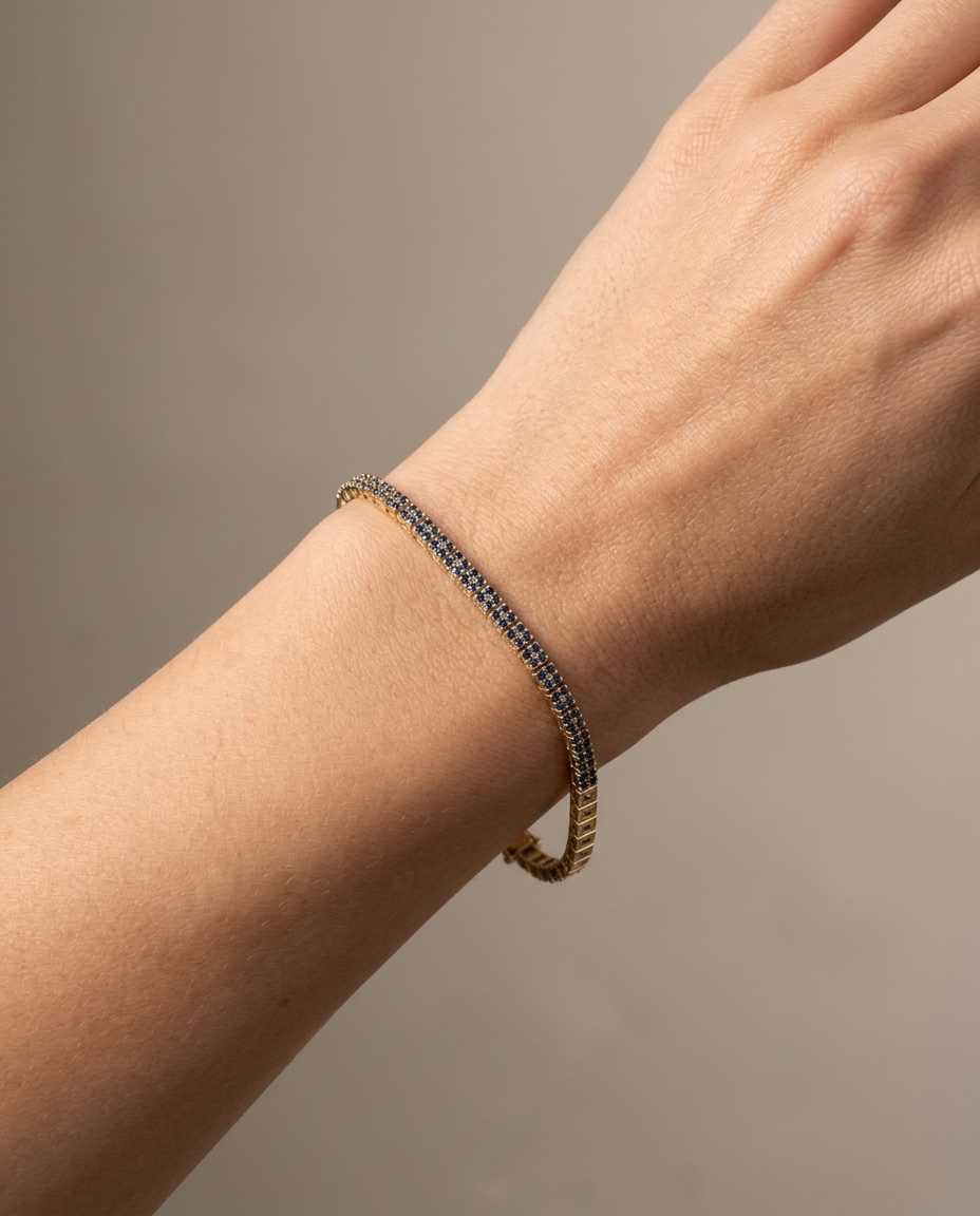 14KT Yellow Gold Sapphire Bracelet on model