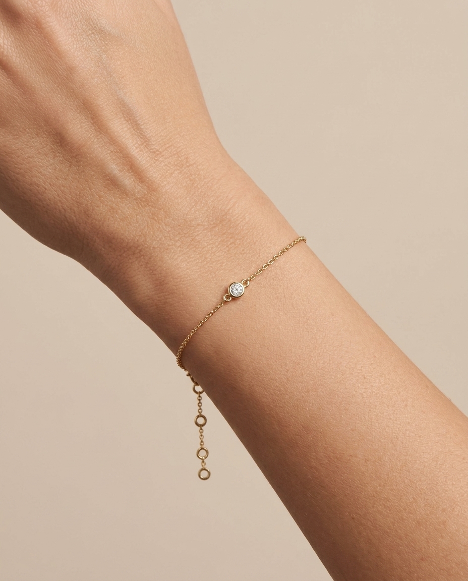 14KT Yellow Gold Diamond Bracelet on model
