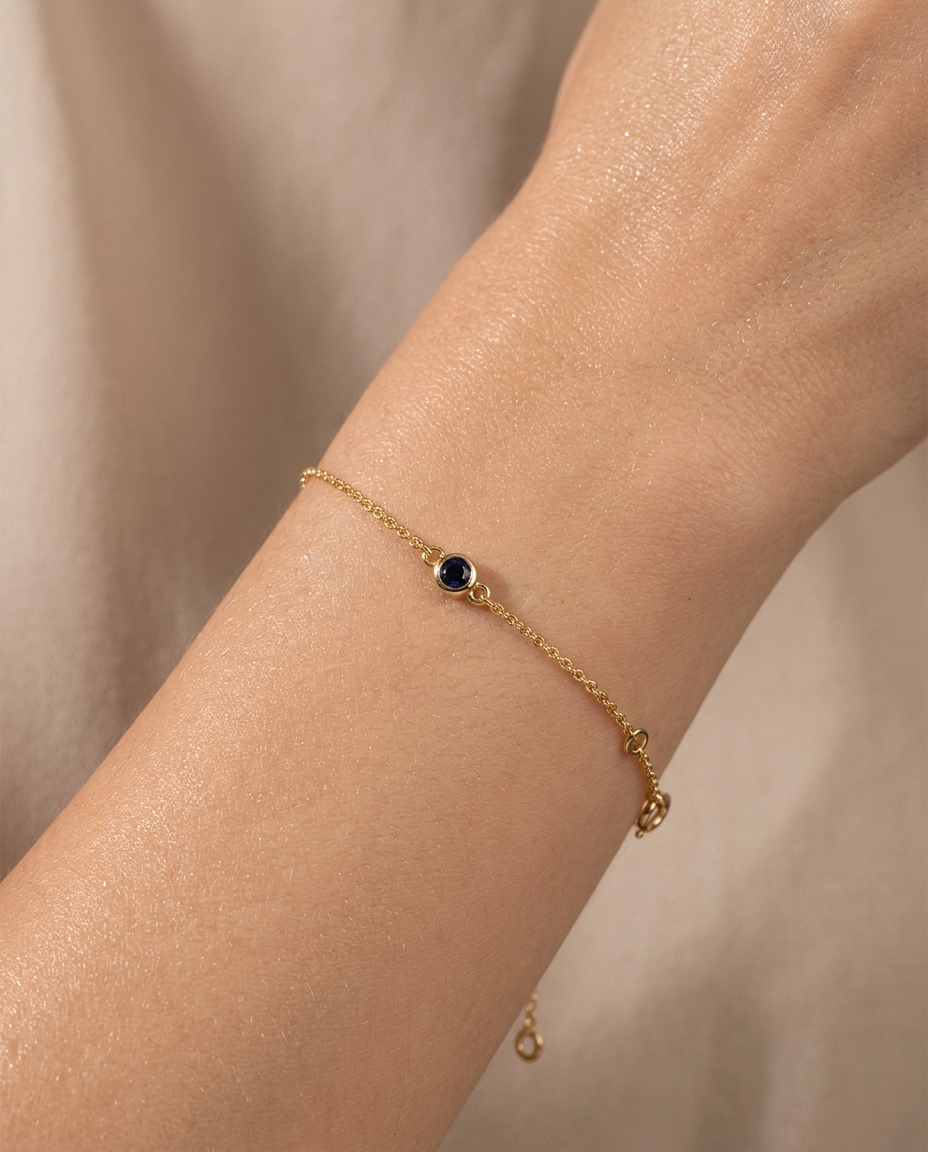 14KT Yellow Gold Sapphire Bracelet on model