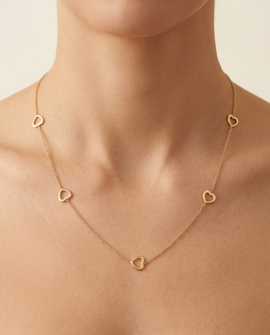 Open Heart Necklace on model