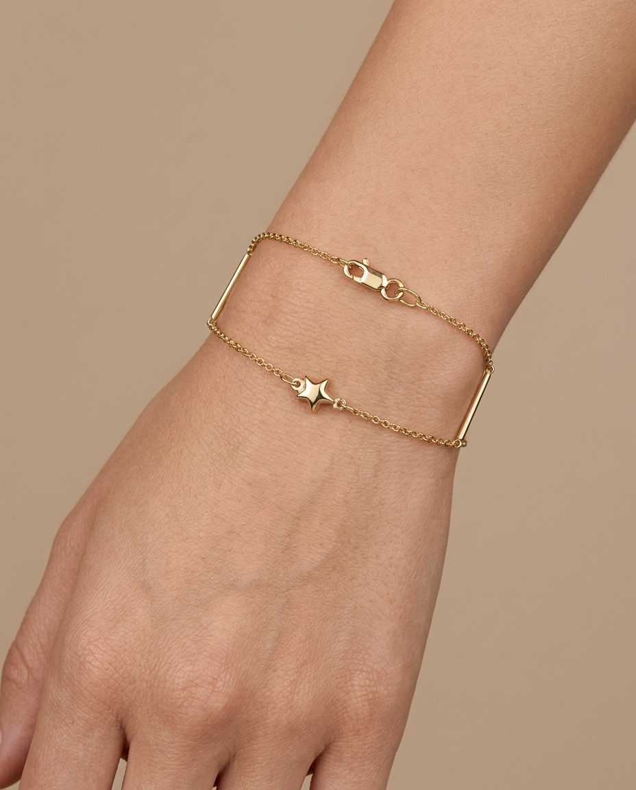 14KT Gold Star Bracelet on model