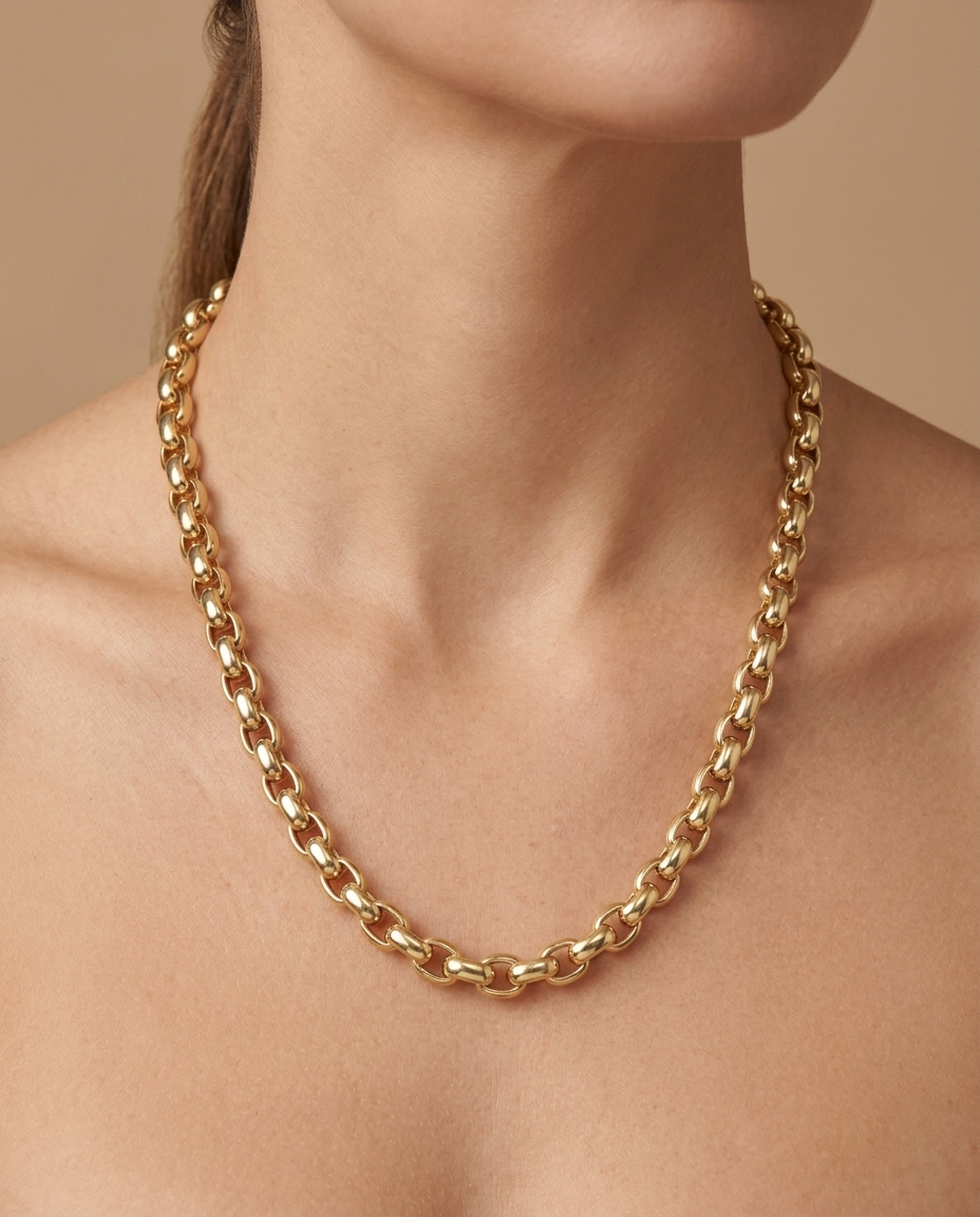 14KT Yellow Gold Necklace 16" on model