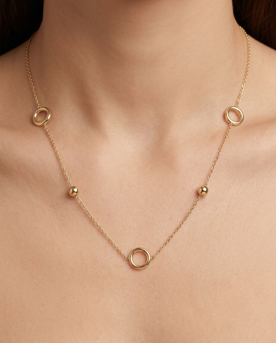 14KT Gold Necklace on model