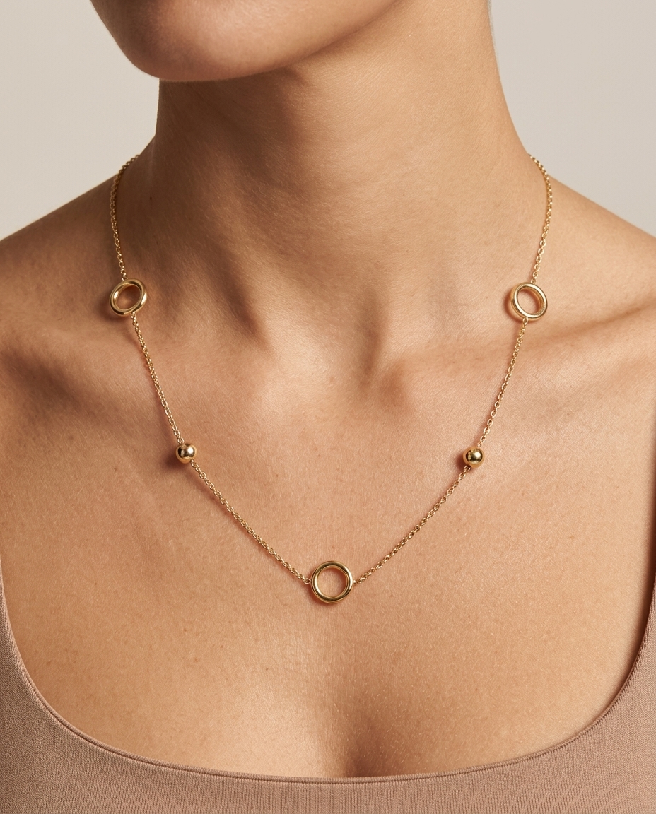 14KT Gold Necklace on model
