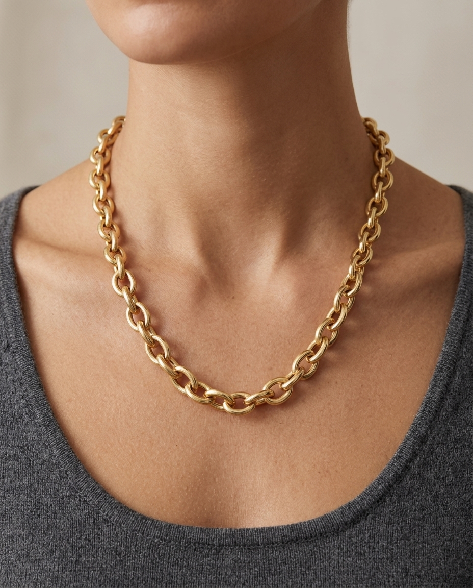14KT Yellow Gold Necklace on model