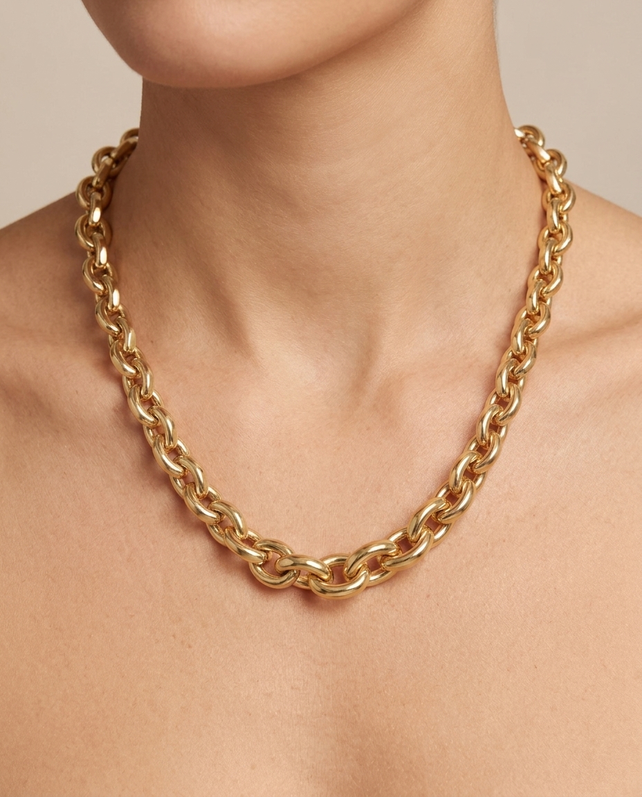 14KT Gold Necklace on model