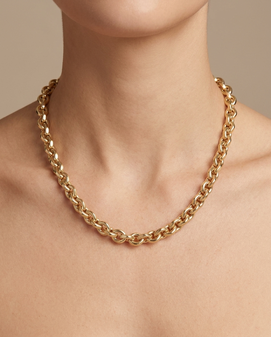 14KT Gold Necklace on model