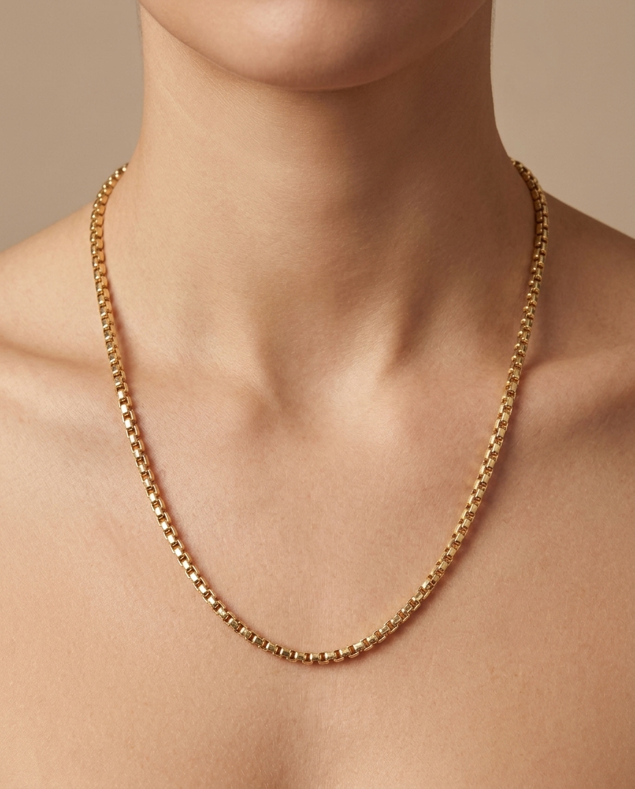 14KT Gold Necklace on model