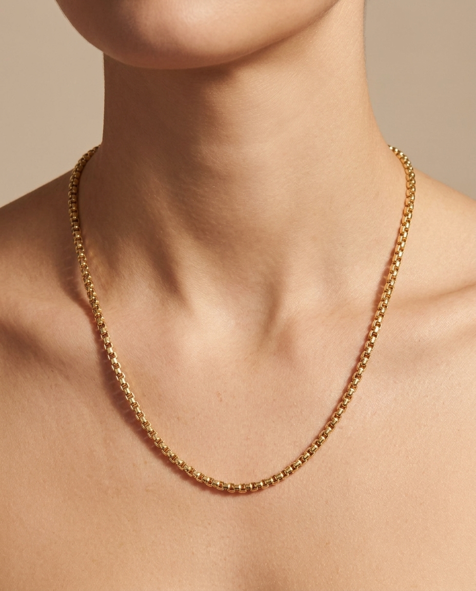 14KT Gold Necklace on model