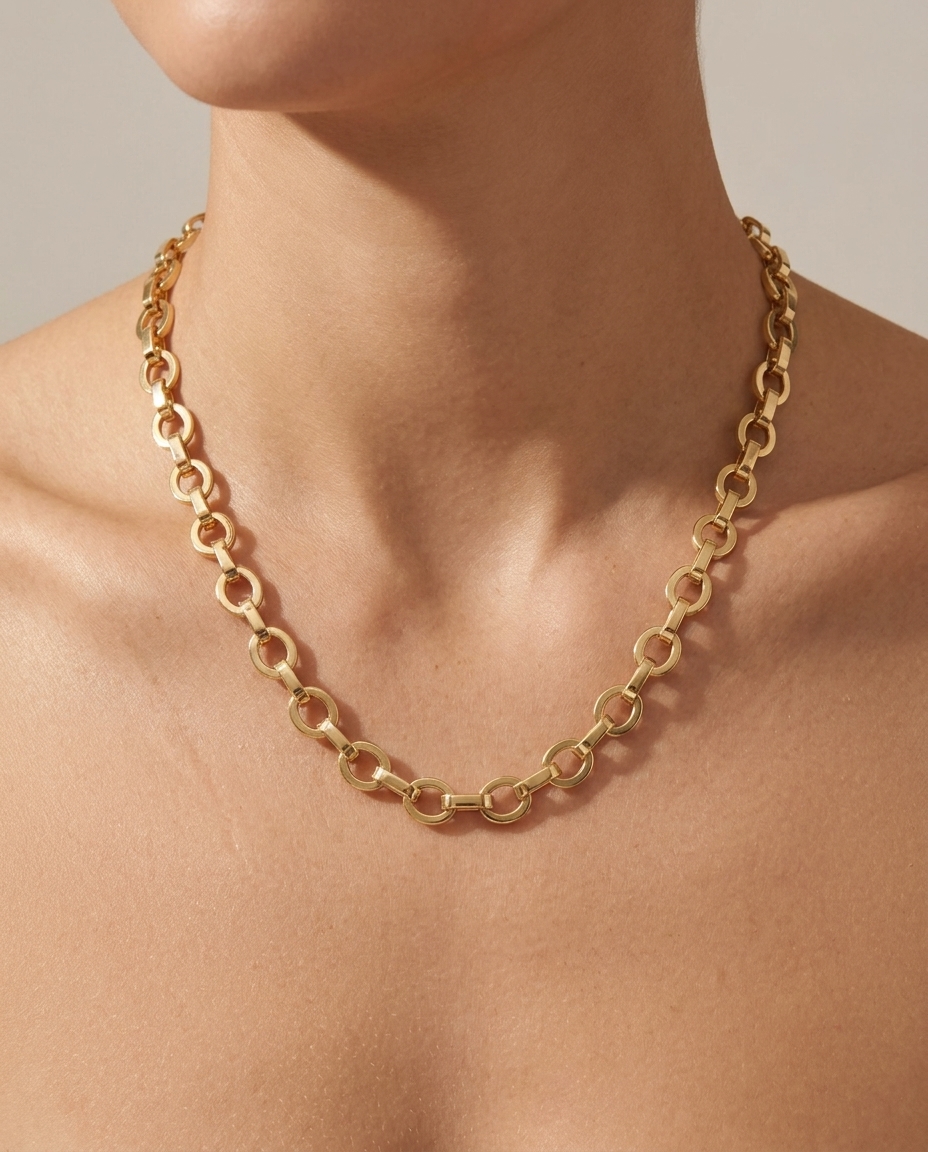 14KT Yellow Gold Necklace on model