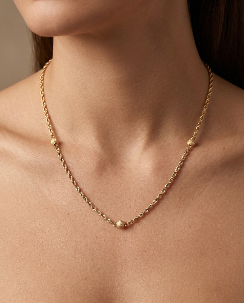 14KT Yellow Gold Necklace on model