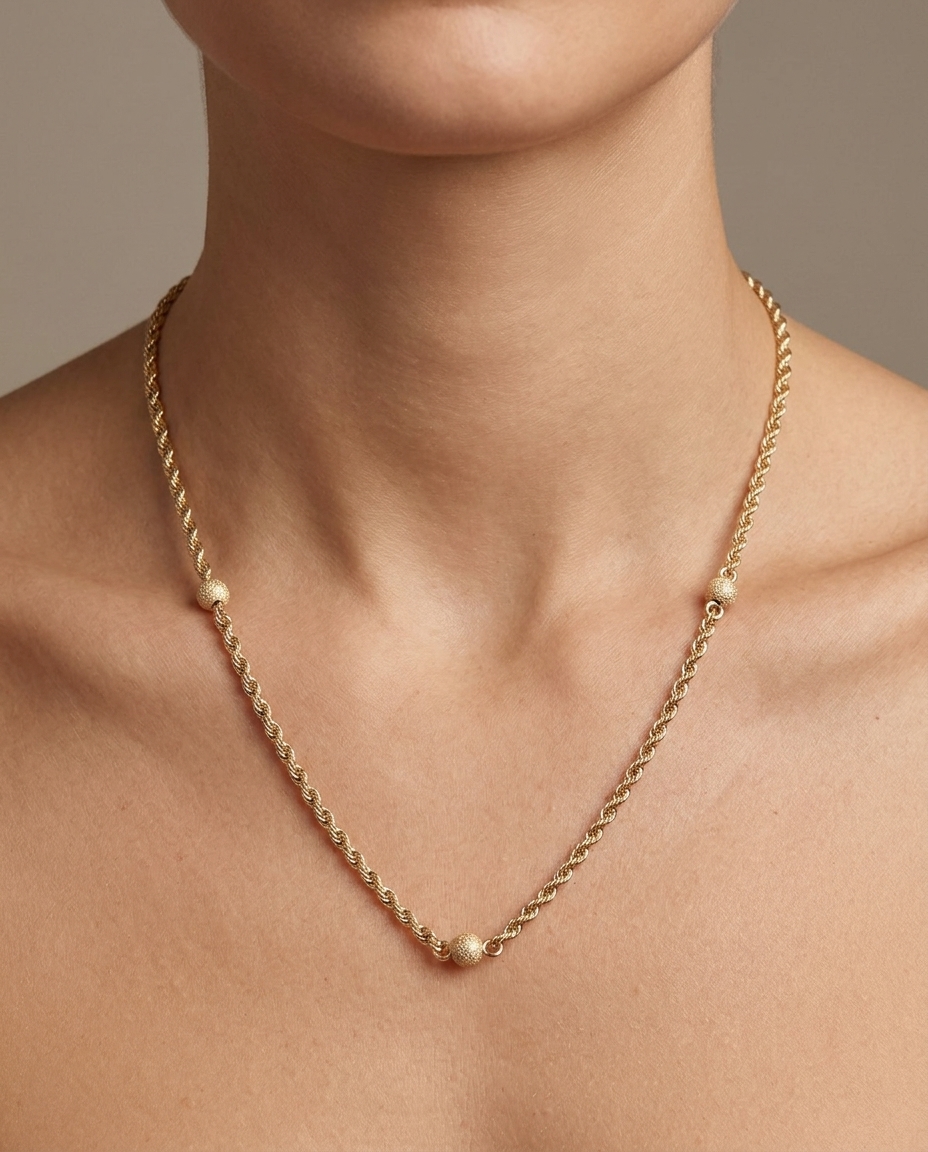 14KT Yellow Gold Necklace on model