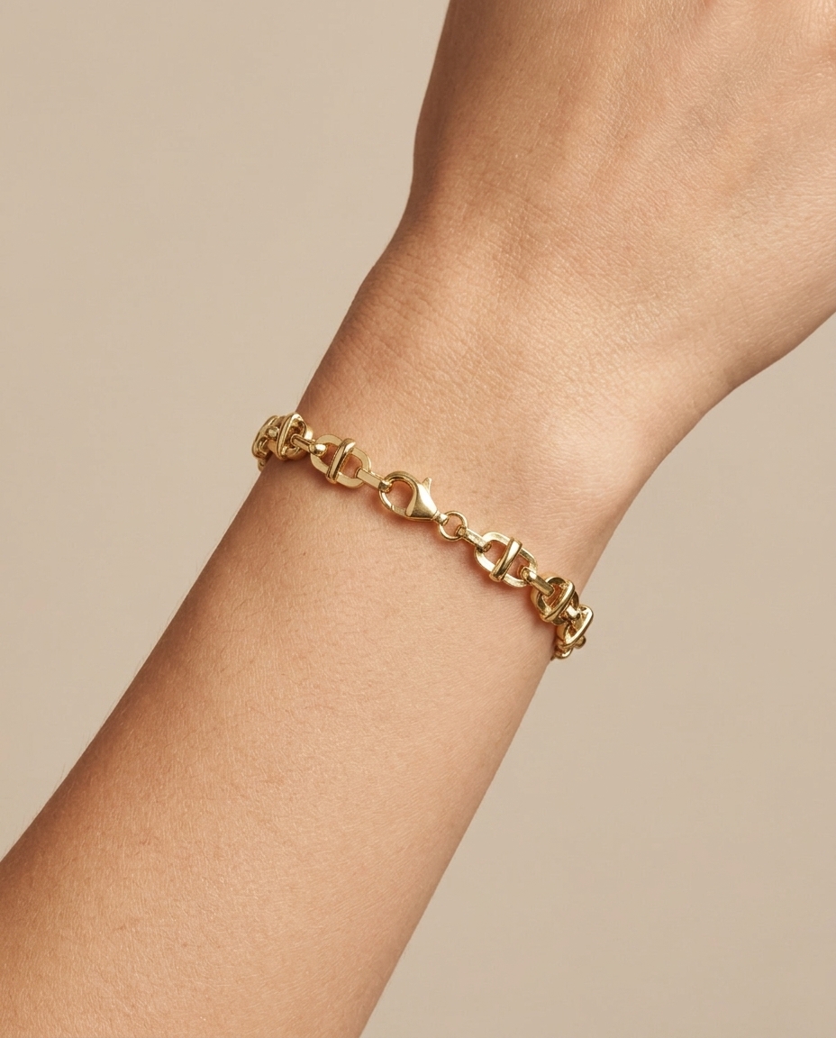 14KT Yellow Gold Bracelet 7.5" on model
