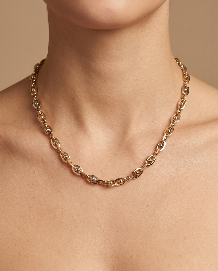 14KT Yellow Gold Necklace on model