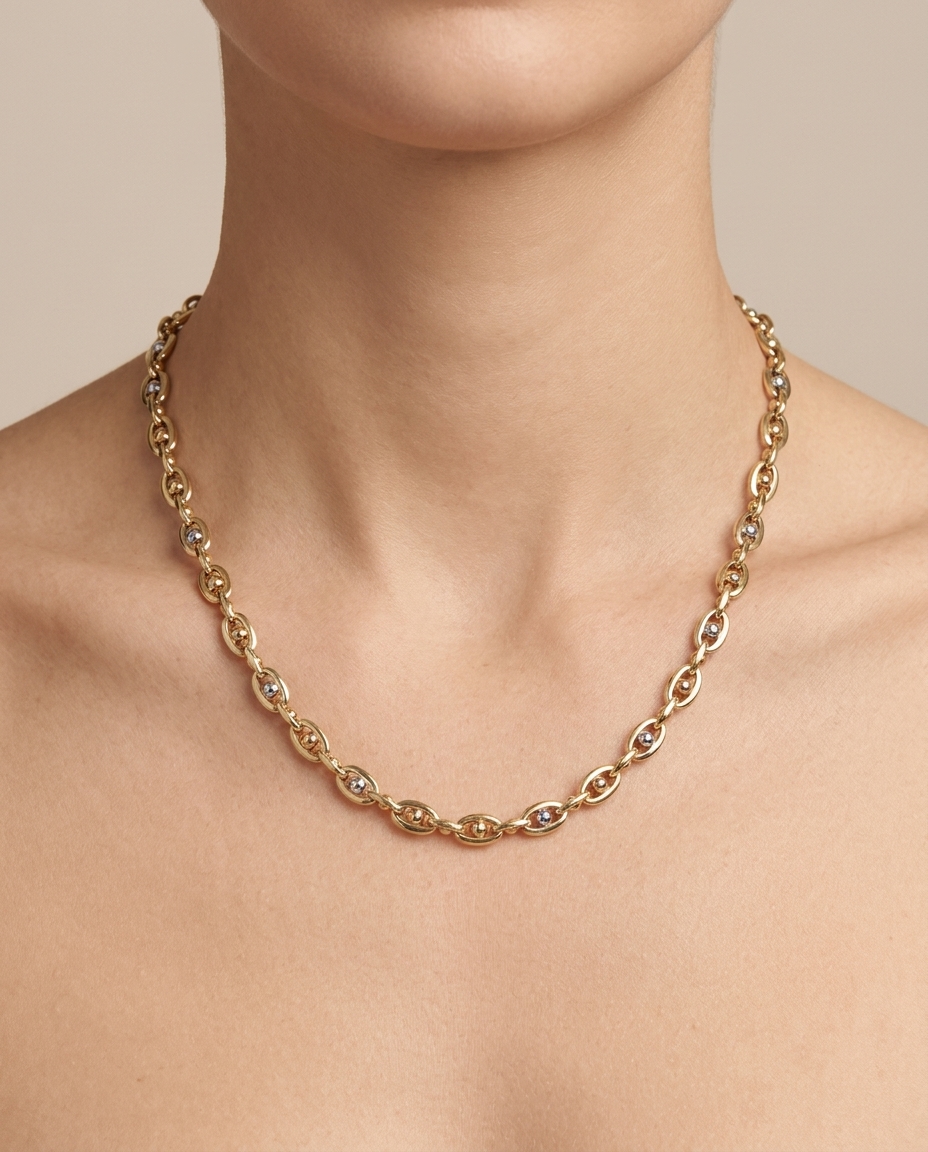 14KT Yellow Gold Necklace on model