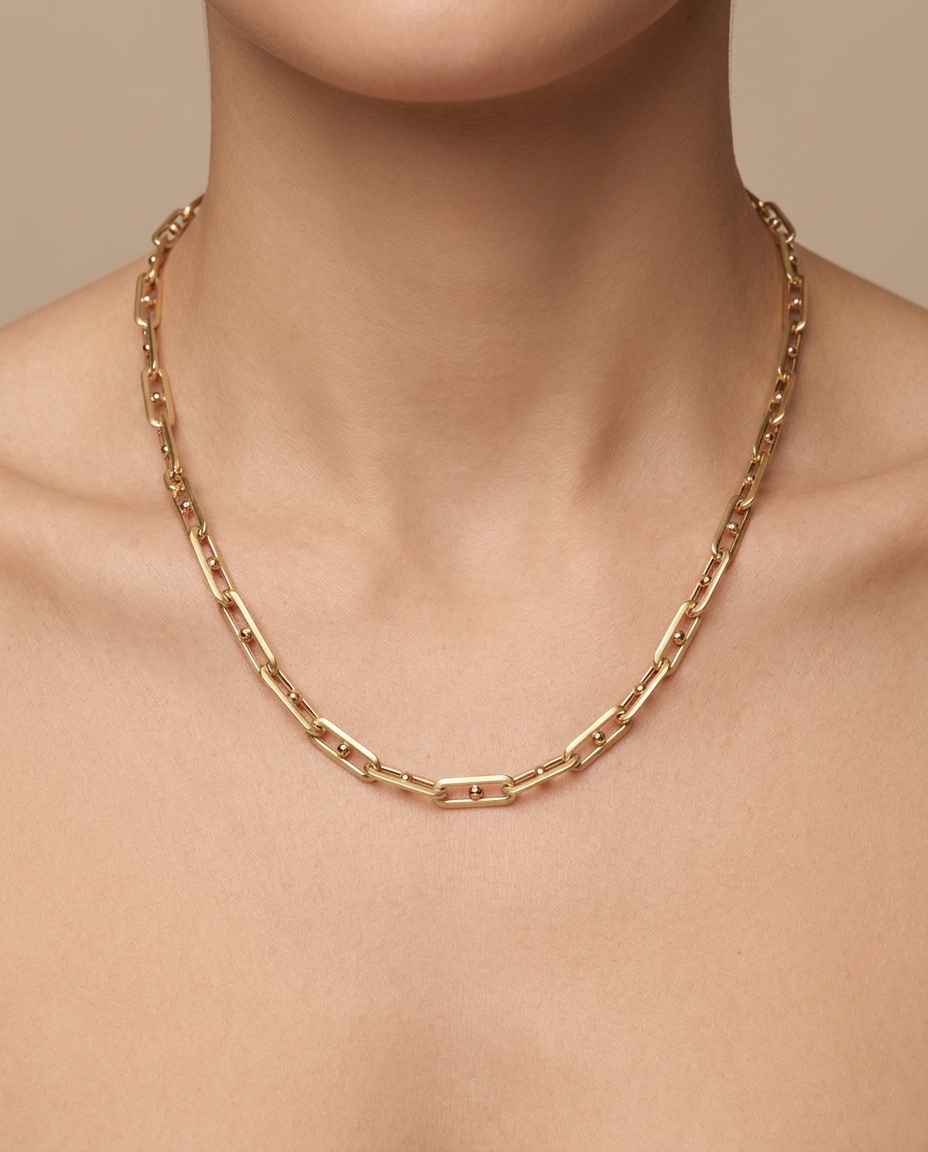 14KT Gold Necklace on model