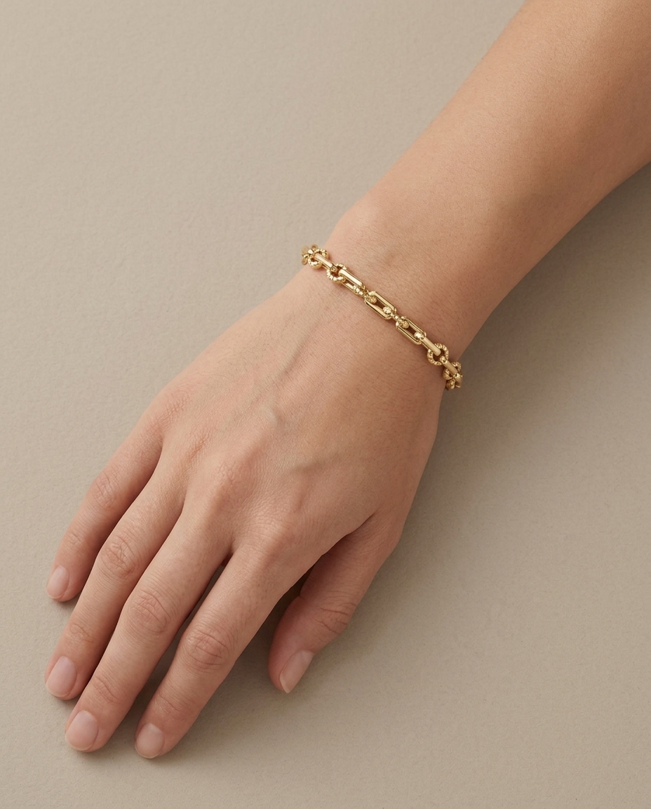 14KT Yellow Gold Bracelet 7.5" on model