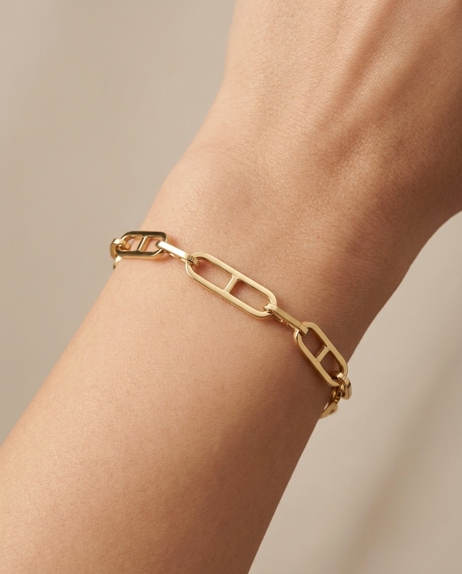 14KT Gold Bracelet on model