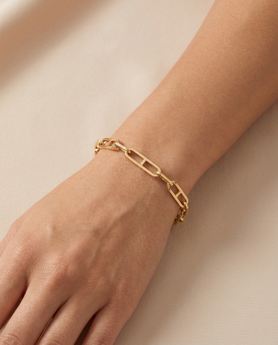 14KT Gold Bracelet on model