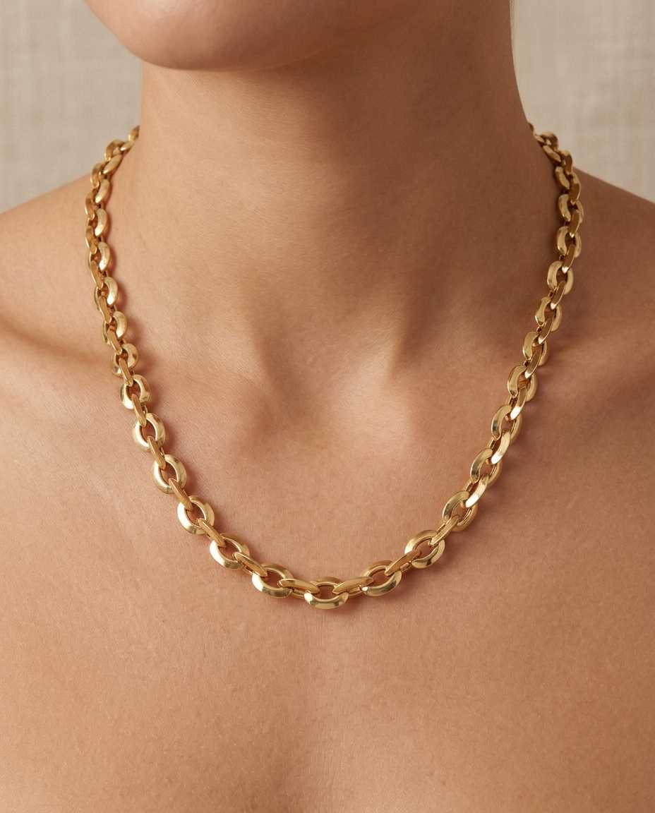14KT Yellow Gold Necklace on model