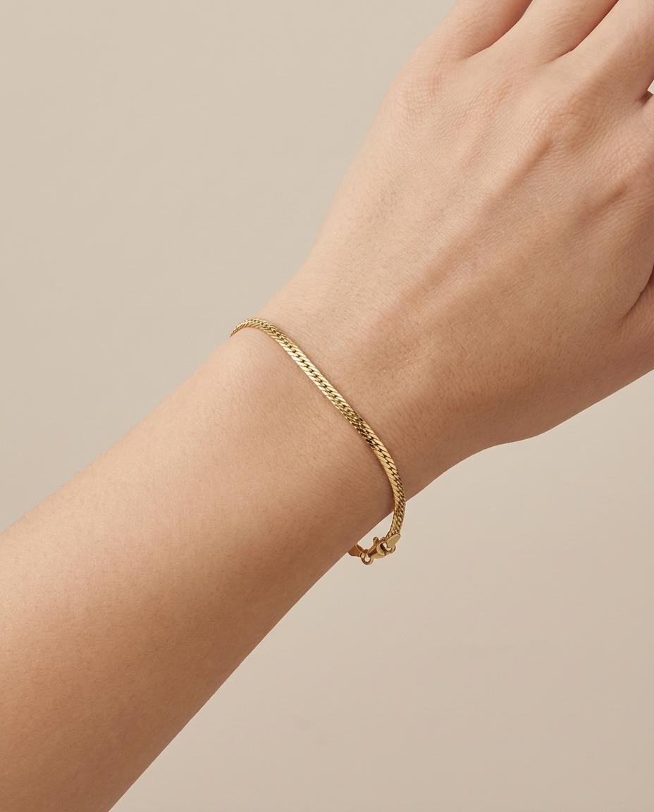14KT Gold Cuban Bracelet on model