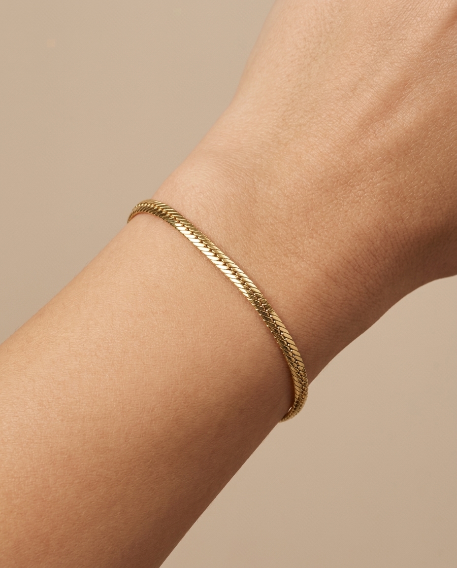 14KT Gold Cuban Bracelet on model