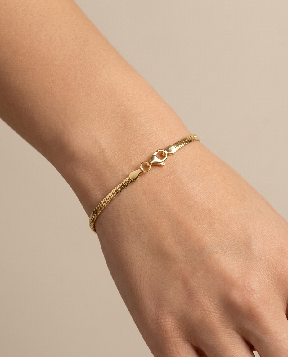 14KT Gold Cuban Bracelet on model